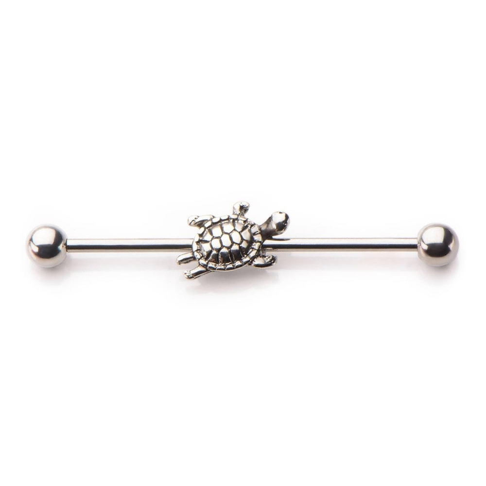 Turtle industrial earring piercing bar